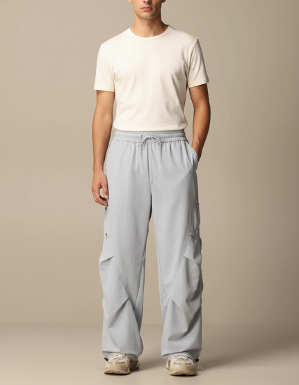 Pantalon Parachute Gris Ample Décontracté Homme Léger - Bleu Polyester