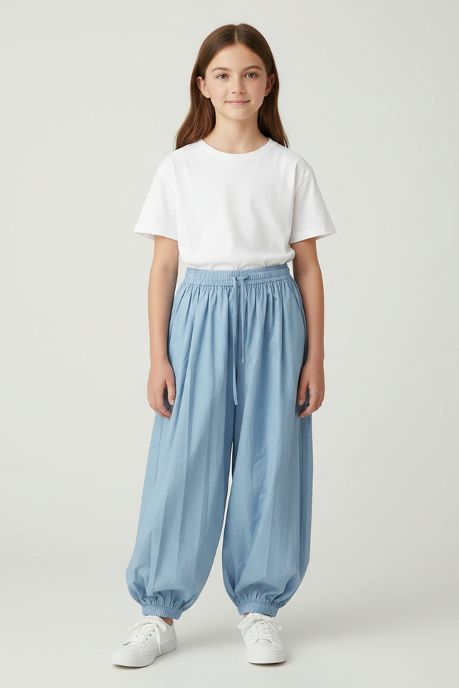 Pantalon Parachute Bleu Ample Coton Enfant