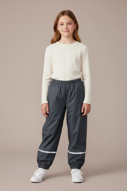 Pantalon Parachute Fille Gris Resserré Aux Chevilles Nylon Techwear - Polyester