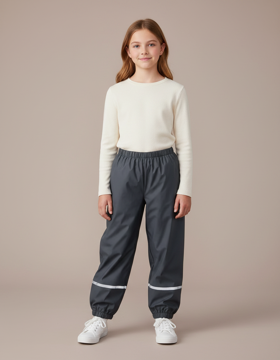 Pantalon Parachute Fille Gris Resserré Aux Chevilles Nylon Techwear - Polyester