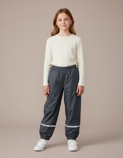 Pantalon Parachute Fille Gris Resserré Aux Chevilles Nylon Techwear - Polyester