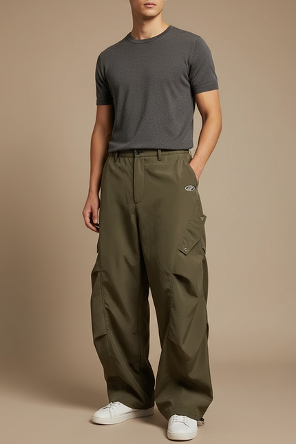Pantalon Parachute Vert - Kaki Polyester