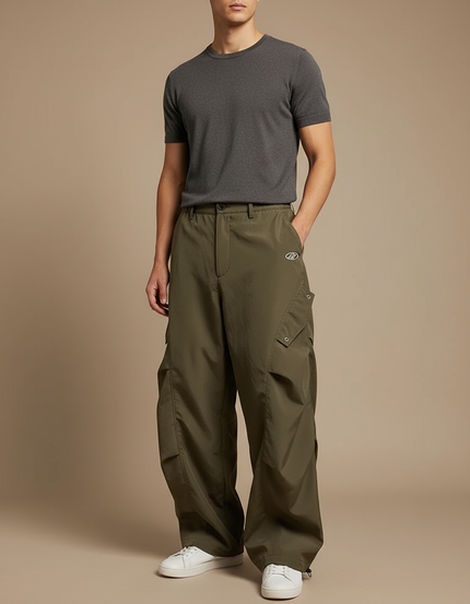 Pantalon Parachute Vert - Kaki Polyester