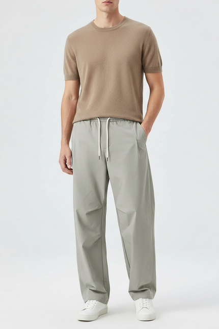 Pantalon Parachute Gris Ample Décontracté Homme Cordon - Polyester
