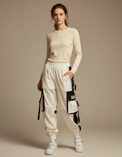 Pantalon Parachute Femme Blanc