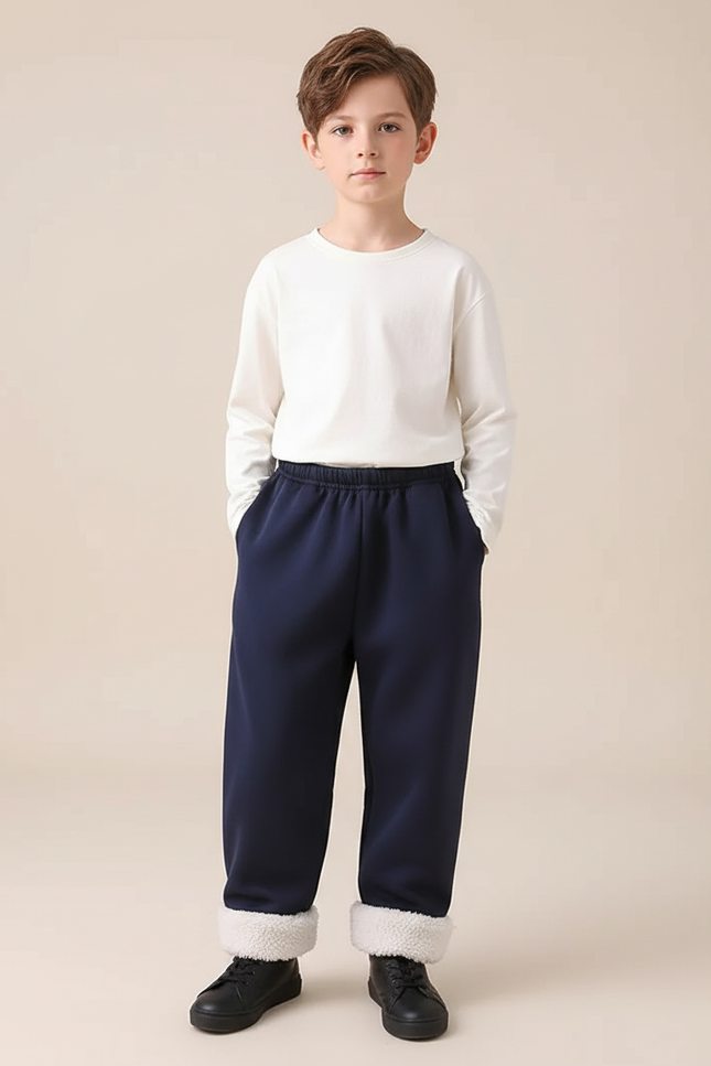 Pantalon Parachute Bleu Marine Doublé Polaire Enfant - Molleton