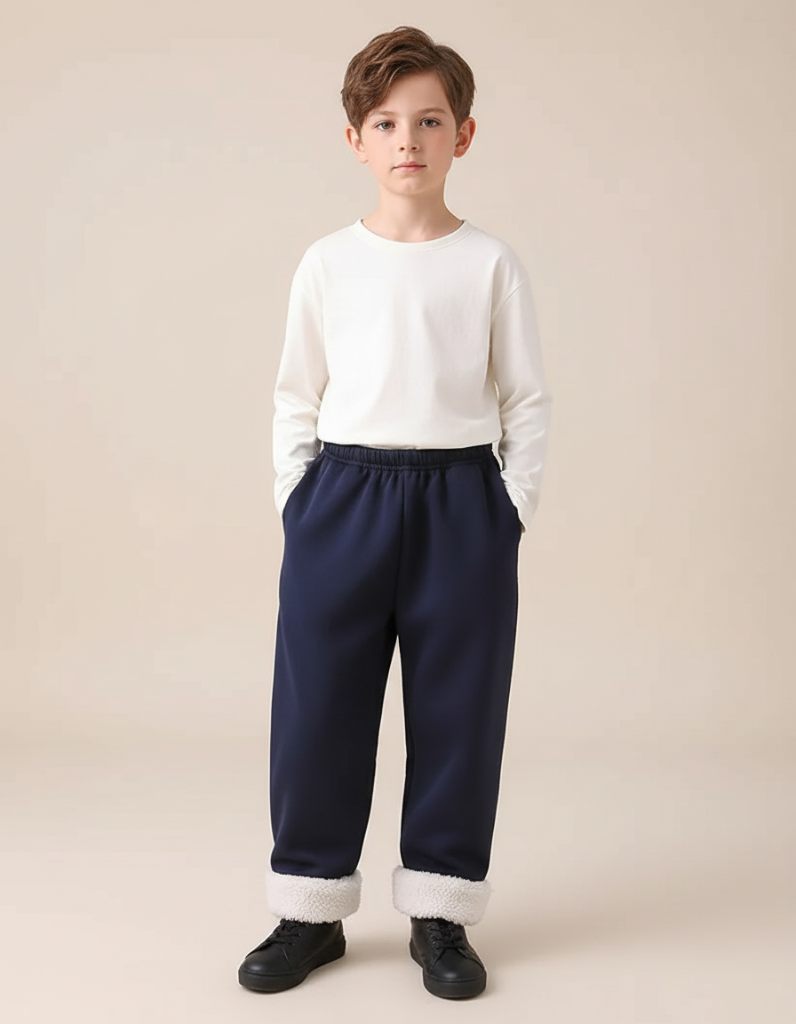 Pantalon Parachute Bleu Marine Doublé Polaire Enfant - Molleton