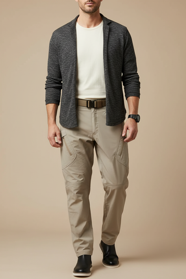 Pantalon Parachute Beige Cargo Tactique Homme - Polyester