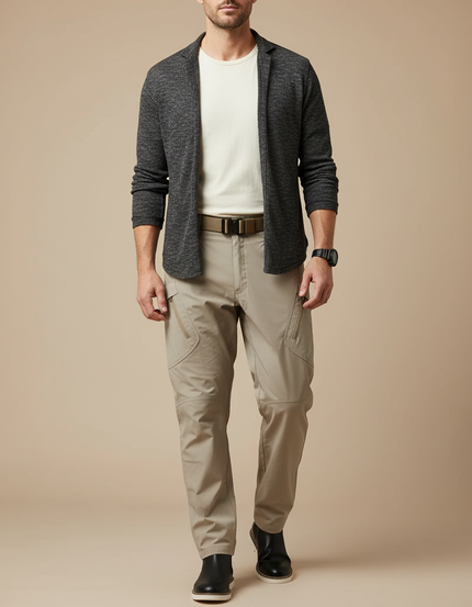 Pantalon Parachute Beige Cargo Tactique Homme - Polyester