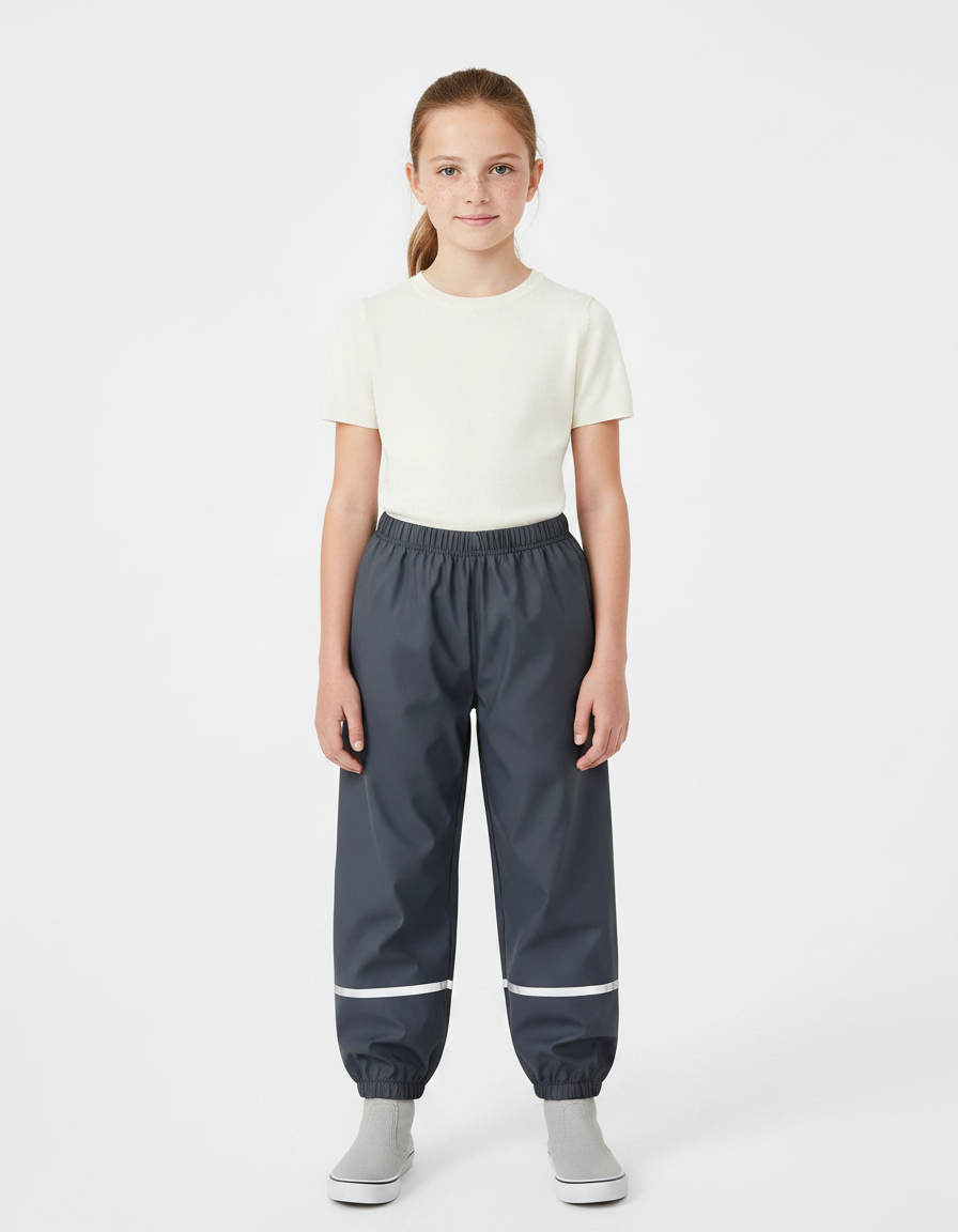 Pantalon Parachute Gris Imperméable Enfant Réfléchissant Respirant - Polyester