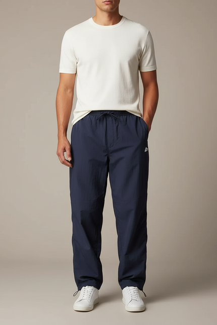 Pantalon Parachute Bleu Marine Ample Homme Sport - Polyester