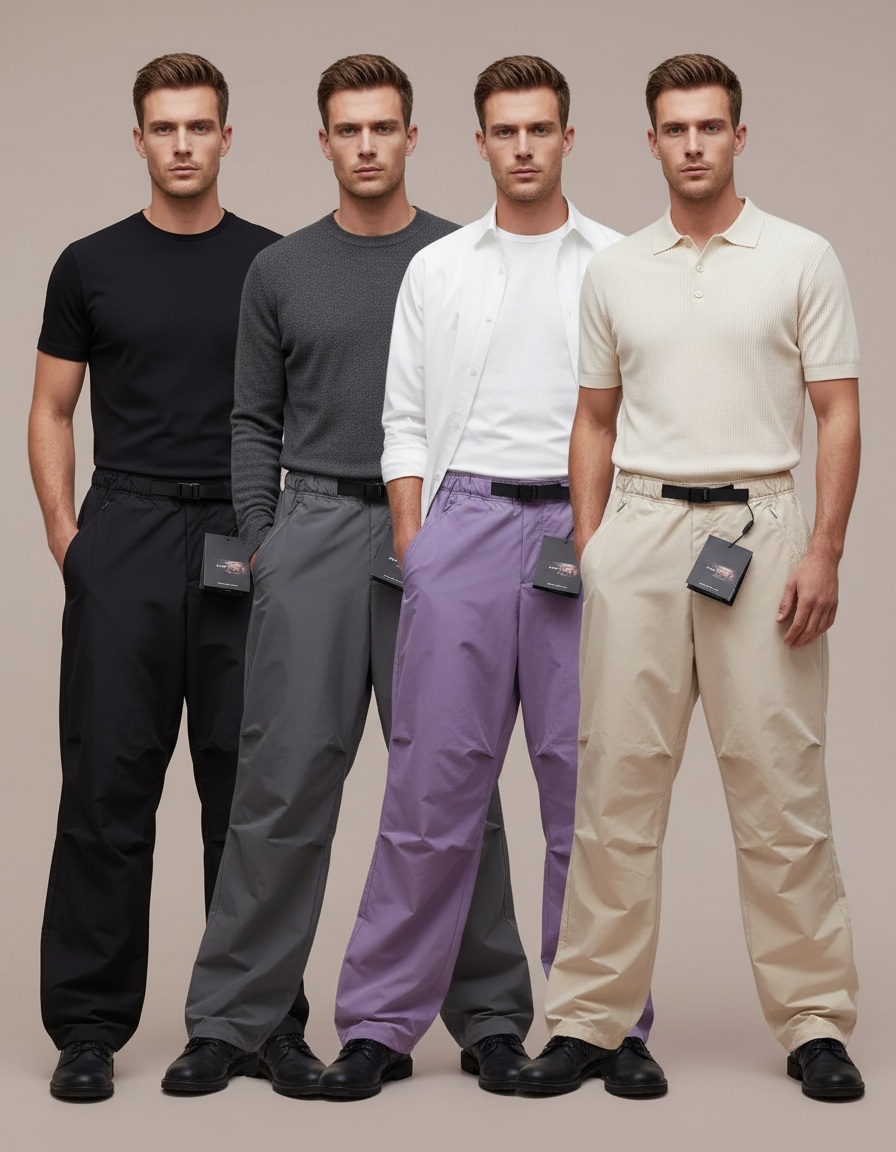 Pantalon Parachute Fluide Ample Homme Décontracté Léger - Violet Polyester