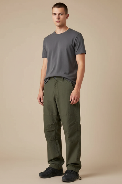 Pantalon Parachute Kaki Ample Nylon Sport Homme - Polyester