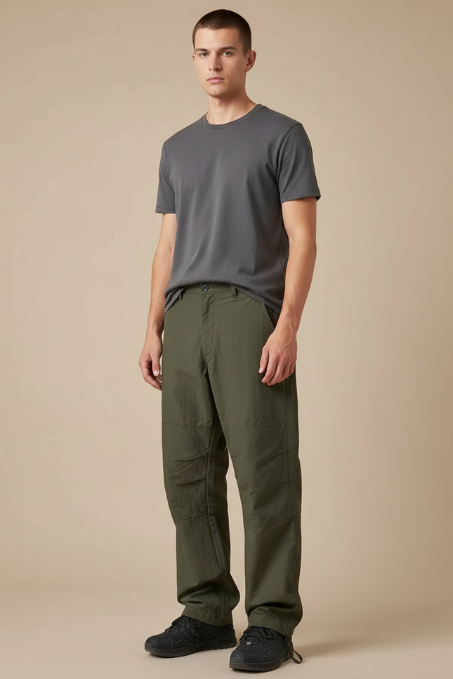 Pantalon Parachute Kaki Ample Nylon Sport Homme - Polyester
