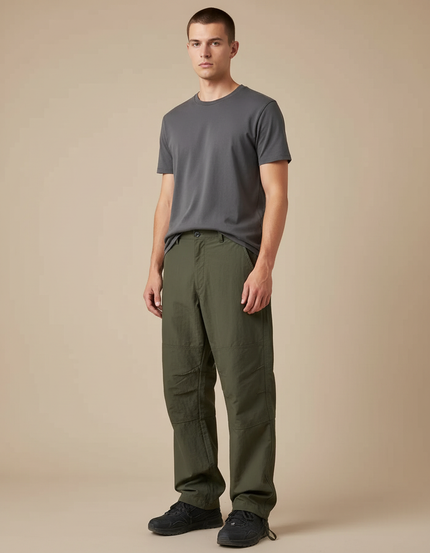 Pantalon Parachute Kaki Ample Nylon Sport Homme - Polyester