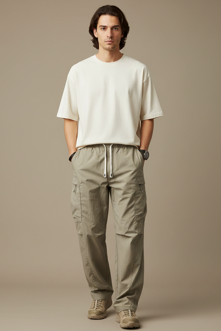 Pantalon Parachute Kaki Ample Décontracté Homme Cargo - Polyester