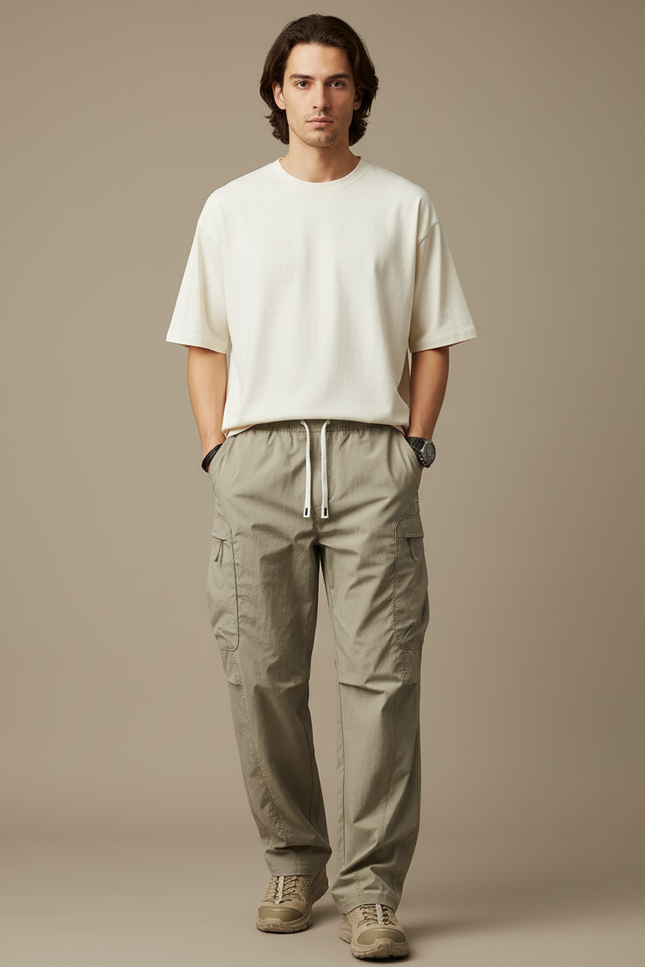 Pantalon Parachute Kaki Ample Décontracté Homme Cargo - Polyester