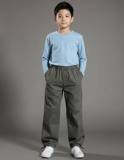 Pantalon Parachute Gris Coton Ample Enfant Décontracté