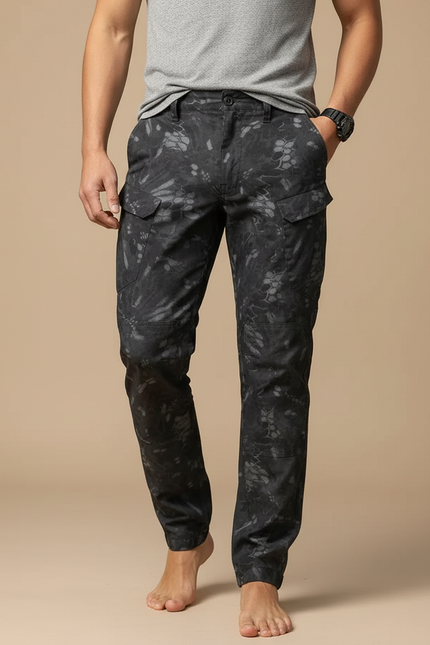 Pantalon Parachute Noir Camouflage Cargo Homme Pratique - Toile