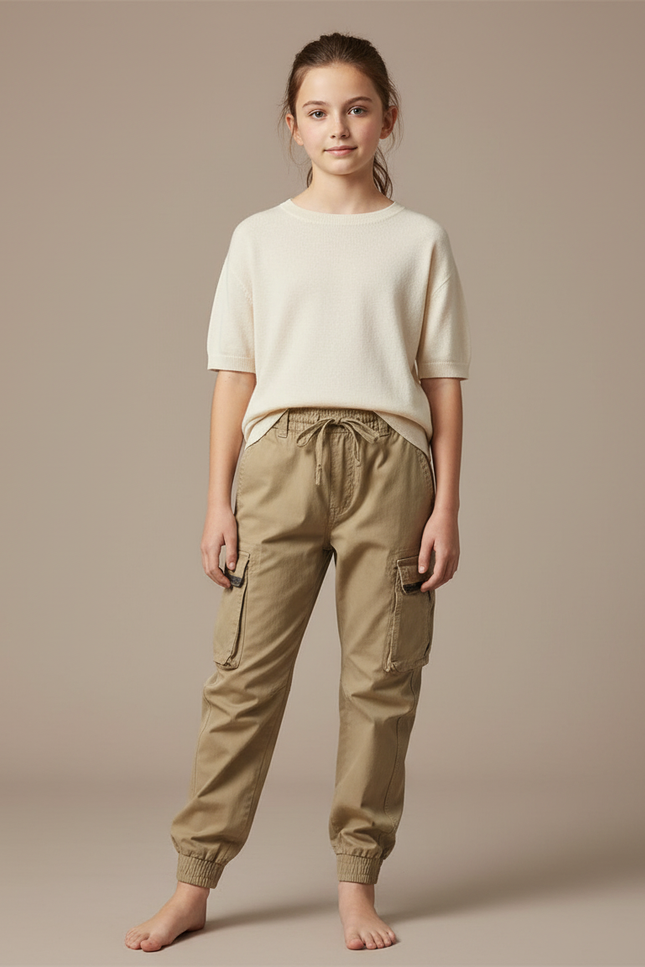Pantalon Parachute Kaki Cargo Coton Confortable Ample