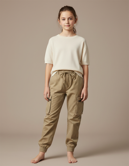 Pantalon Parachute Kaki Cargo Coton Confortable Ample