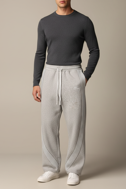 Pantalon Parachute Homme Gris Baggy Streetwear 3 - Molleton
