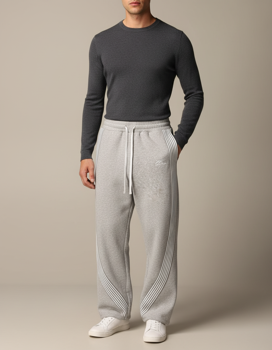 Pantalon Parachute Homme Gris Baggy Streetwear 3 - Molleton