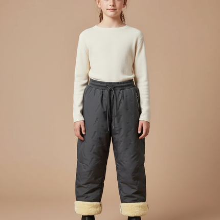 Pantalon Parachute Gris Matelassé Doublé Chaud Enfant - Polyester