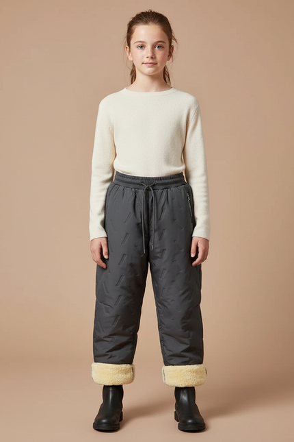 Pantalon Parachute Gris Matelassé Doublé Chaud Enfant - Polyester