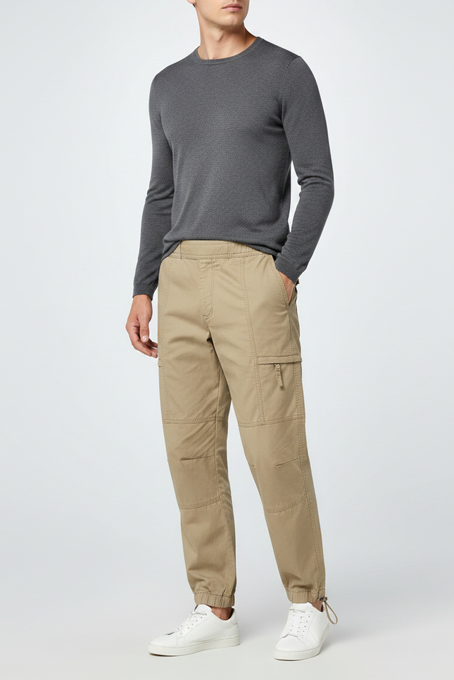 Pantalon Parachute Kaki Cargo Décontracté Coton Cordon Homme - Toile
