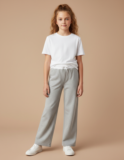 Pantalon Parachute Gris Ample Fille Décontracté - Molleton