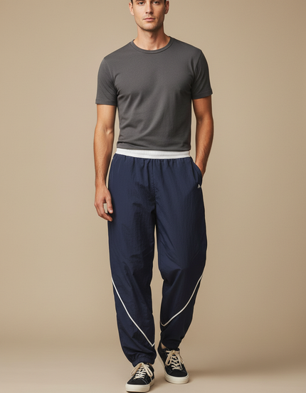 Pantalon Parachute Bleu Marine Ample Nylon Sport Homme - Polyester