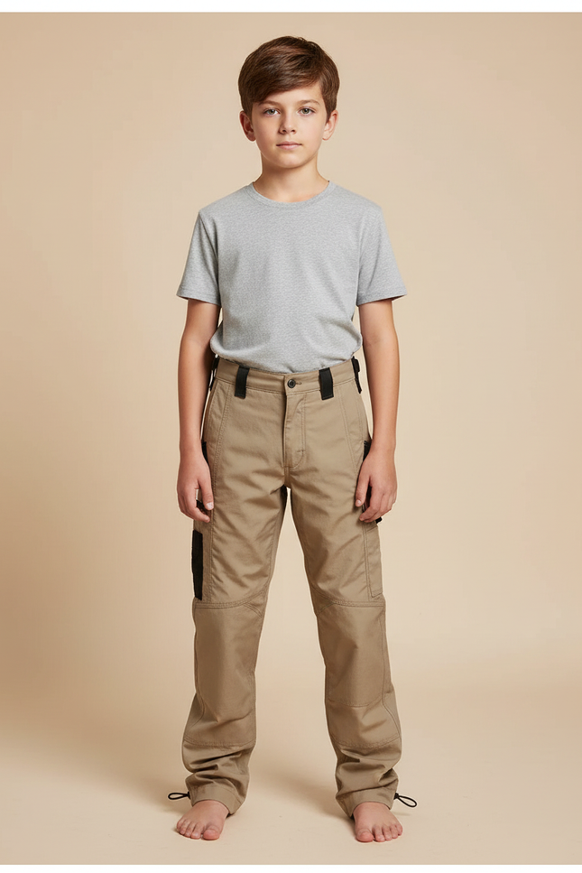 Pantalon Parachute Kaki Cargo Enfant Décontracté Coton - Toile