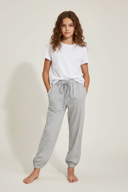 Pantalon Parachute Gris Ample Confortable Enfant Coton - Molleton