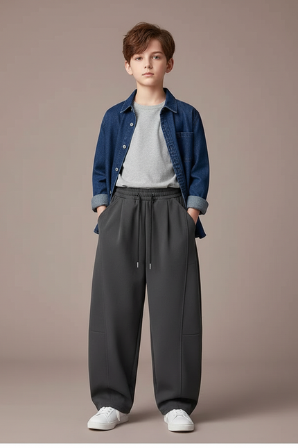 Pantalon Parachute Garçon Gris Baggy - Polyester