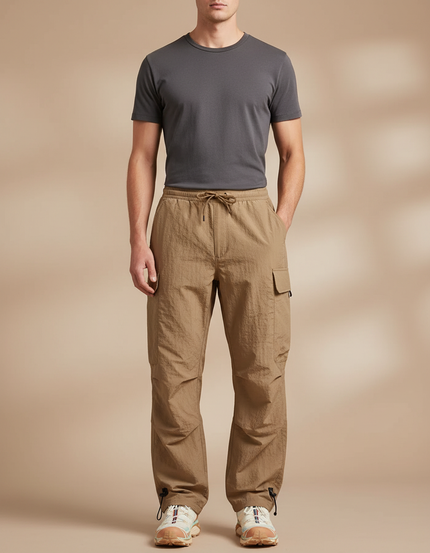 Pantalon Parachute Kaki Cargo Léger Cordon Homme - Polyester