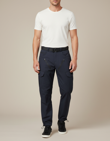 Pantalon Parachute Bleu Marine Cargo Multipoches Homme - Polyester