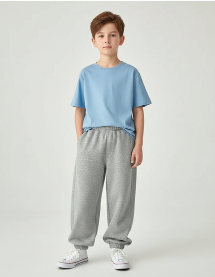 Pantalon Parachute Gris Ample Garçon Molleton Confortable