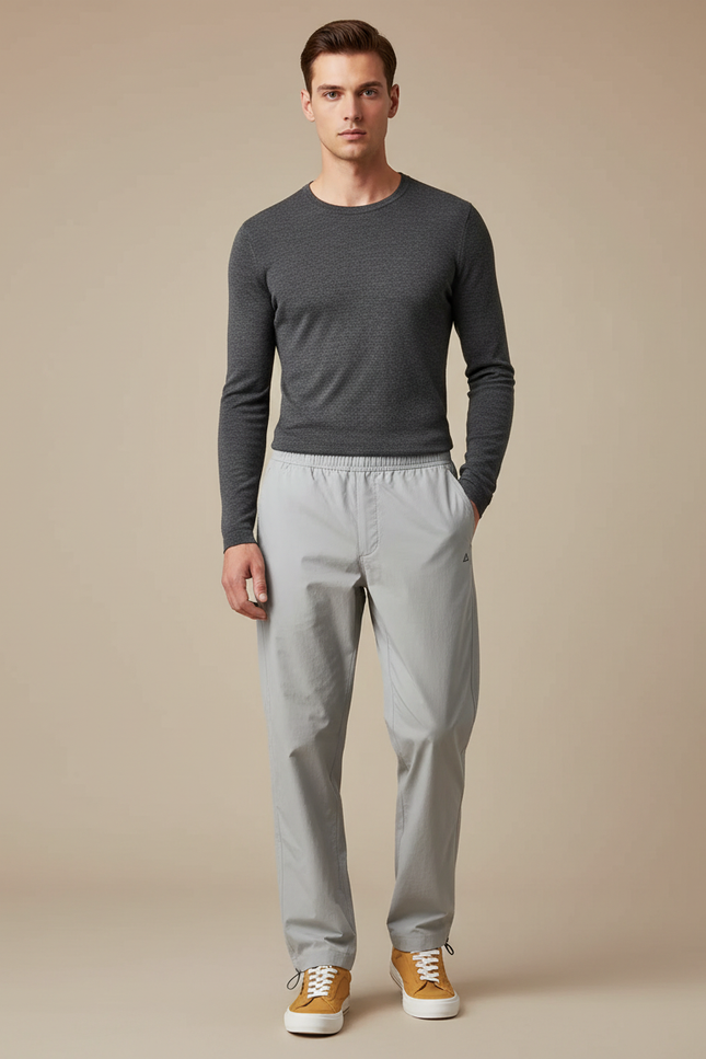 Pantalon Parachute Gris Léger Décontracté Homme Cordon - Polyester