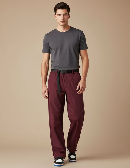 Pantalon Parachute Bordeaux Ample Sportif Décontracté Homme - Polyester