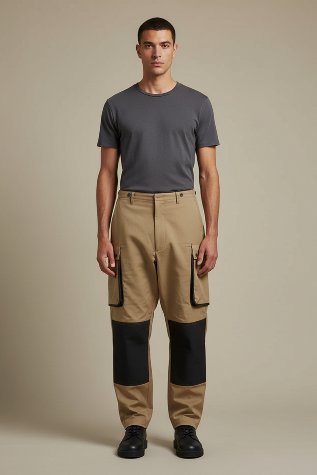 Pantalon Parachute Kaki Cargo Renforcé Homme - Toile