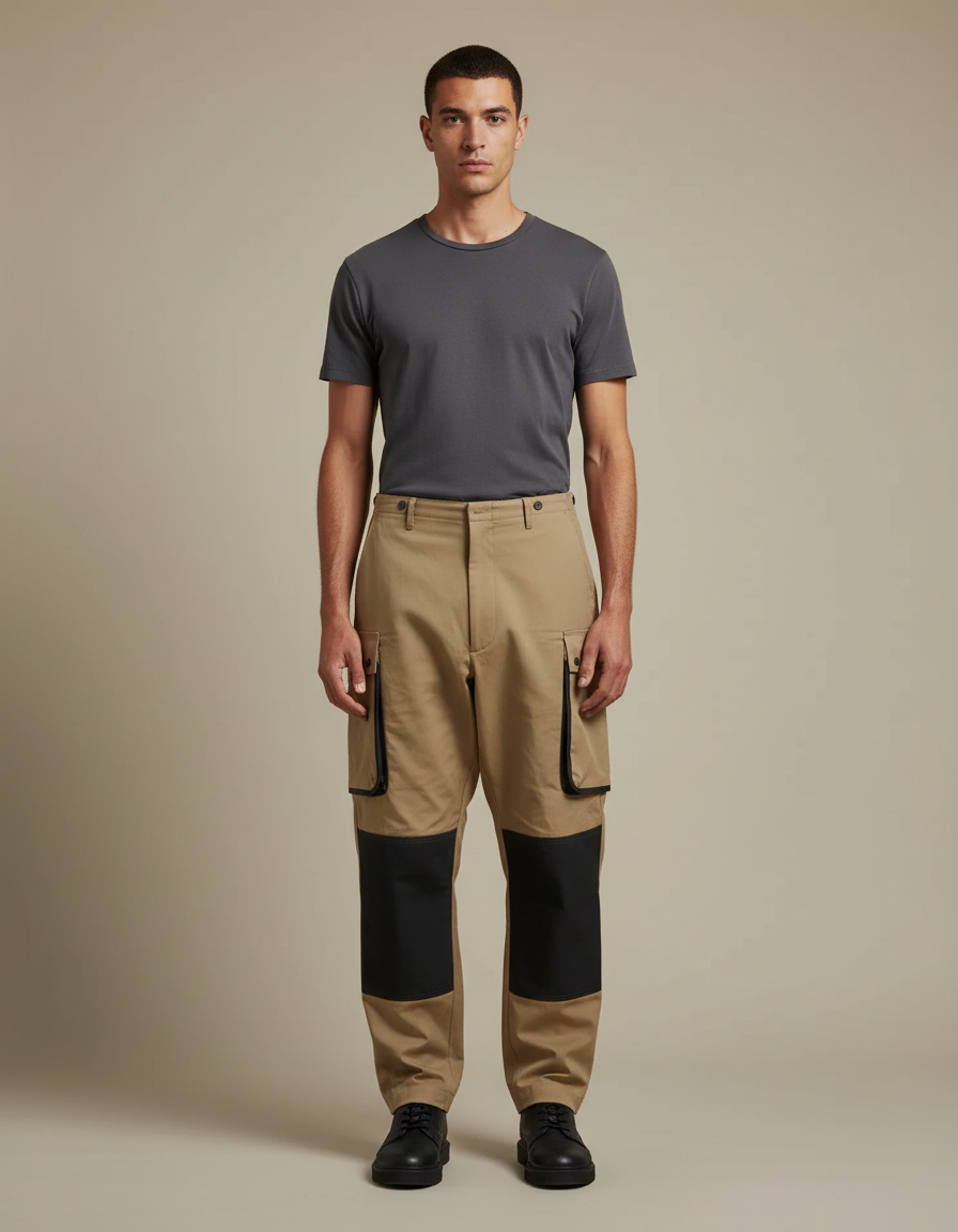 Pantalon Parachute Kaki Cargo Renforcé Homme - Toile