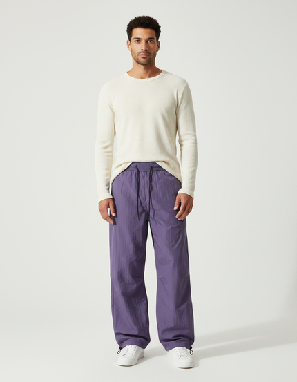 Pantalon Parachute Violet Ample Nylon Léger Homme - Polyester