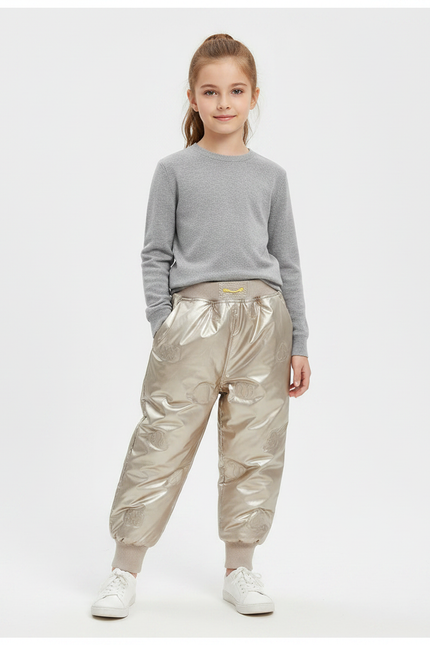 Pantalon Parachute Doré Matelassé Imprimé Enfant Fille - Polyester