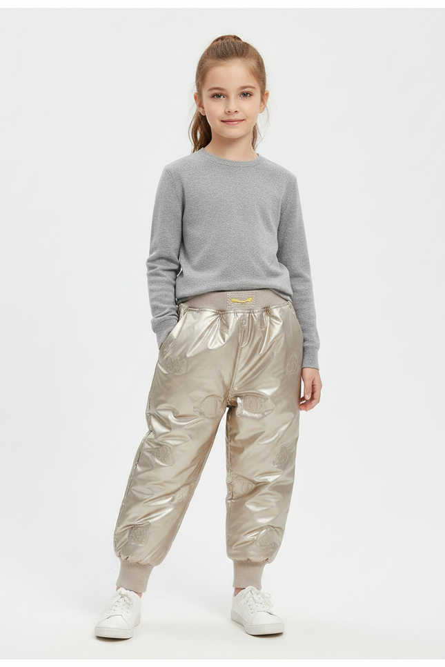 Pantalon Parachute Doré Matelassé Imprimé Enfant Fille - Polyester