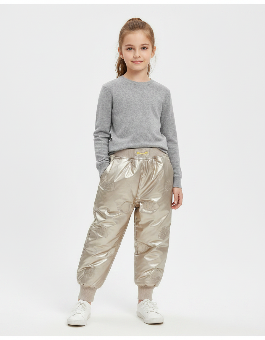 Pantalon Parachute Doré Matelassé Imprimé Enfant Fille - Polyester
