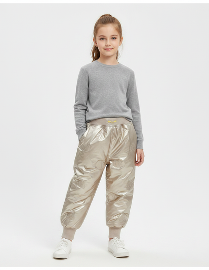 Pantalon Parachute Doré Matelassé Imprimé Enfant Fille - Polyester