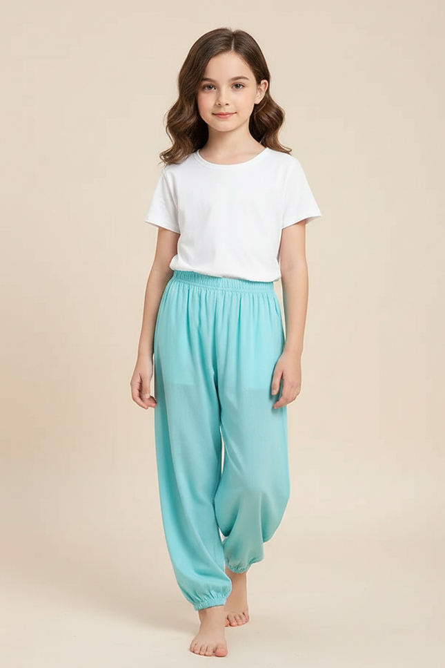 Pantalon Parachute Fluide Coton Ample Enfant - Bleu