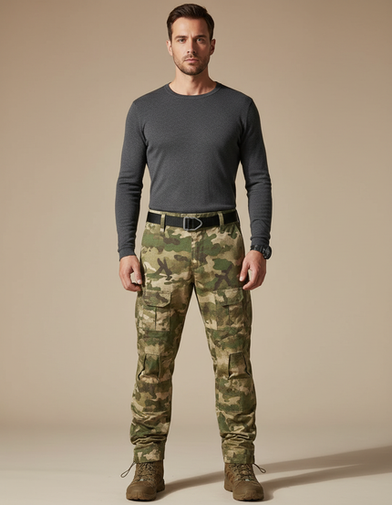 Pantalon Parachute Camouflage Cargo Militaire Multipoches Homme - Multicolore Toile
