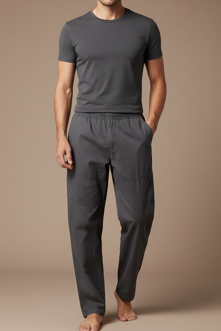Pantalon Parachute Gris Coton Ample Décontracté Homme
